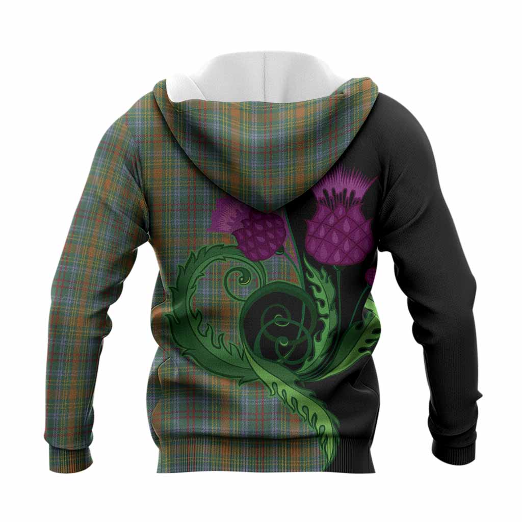 O'Brien Tartan Knitted Hoodie Traditional Scottish Thistle