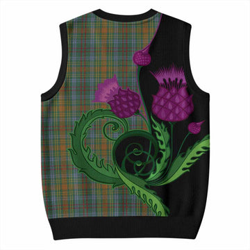 O'Brien Tartan Knitted V-Neck Vest Traditional Scottish Thistle