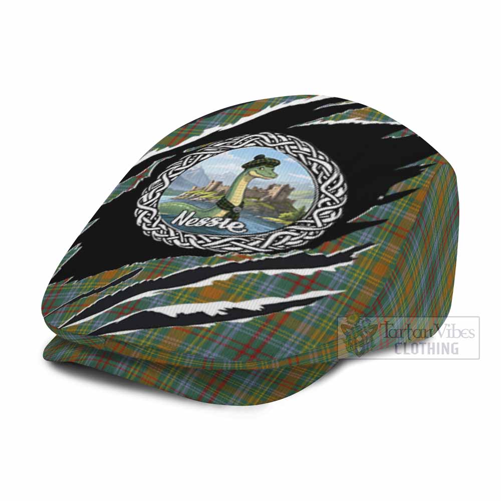 O'Brien Tartan Loch Ness Monster Flat Cap, Jeff Cap Celtic Knot Nessie Art