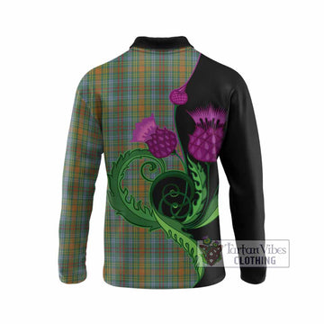 O'Brien Tartan Long Sleeve Polo Shirt Traditional Scottish Thistle