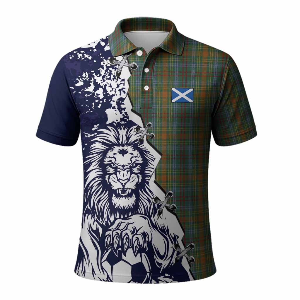 O'Brien Tartan Scottish Polo Shirt Angry Lion With Soccer Ball Style
