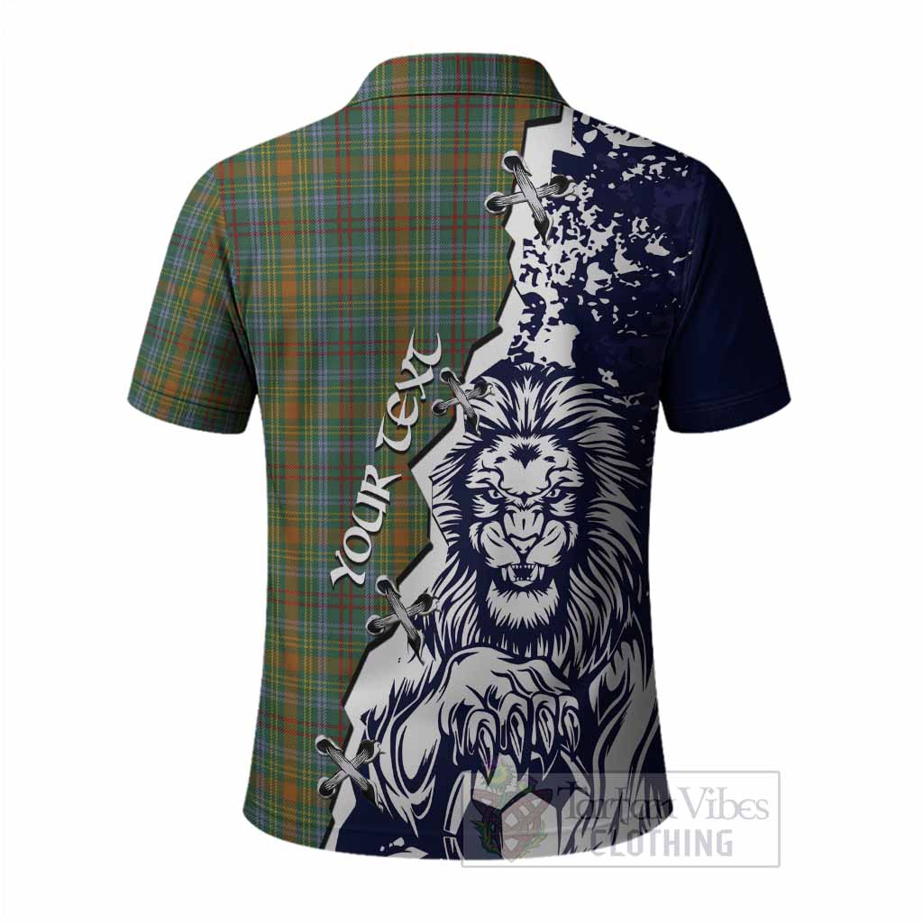 O'Brien Tartan Scottish Polo Shirt Angry Lion With Soccer Ball Style