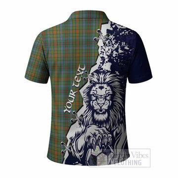 O'Brien Tartan Scottish Polo Shirt Angry Lion With Soccer Ball Style