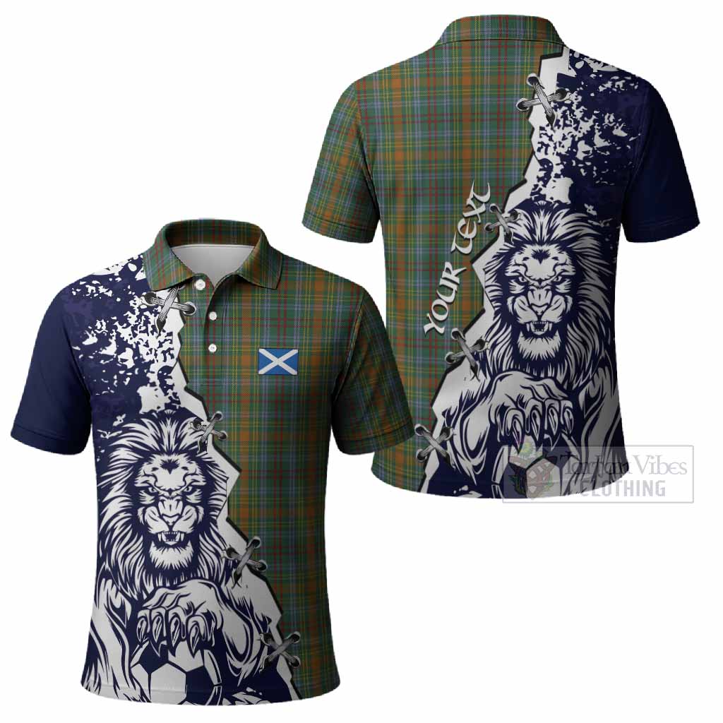 O'Brien Tartan Scottish Polo Shirt Angry Lion With Soccer Ball Style