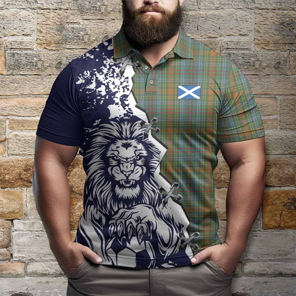 O'Brien Tartan Scottish Polo Shirt Angry Lion With Soccer Ball Style