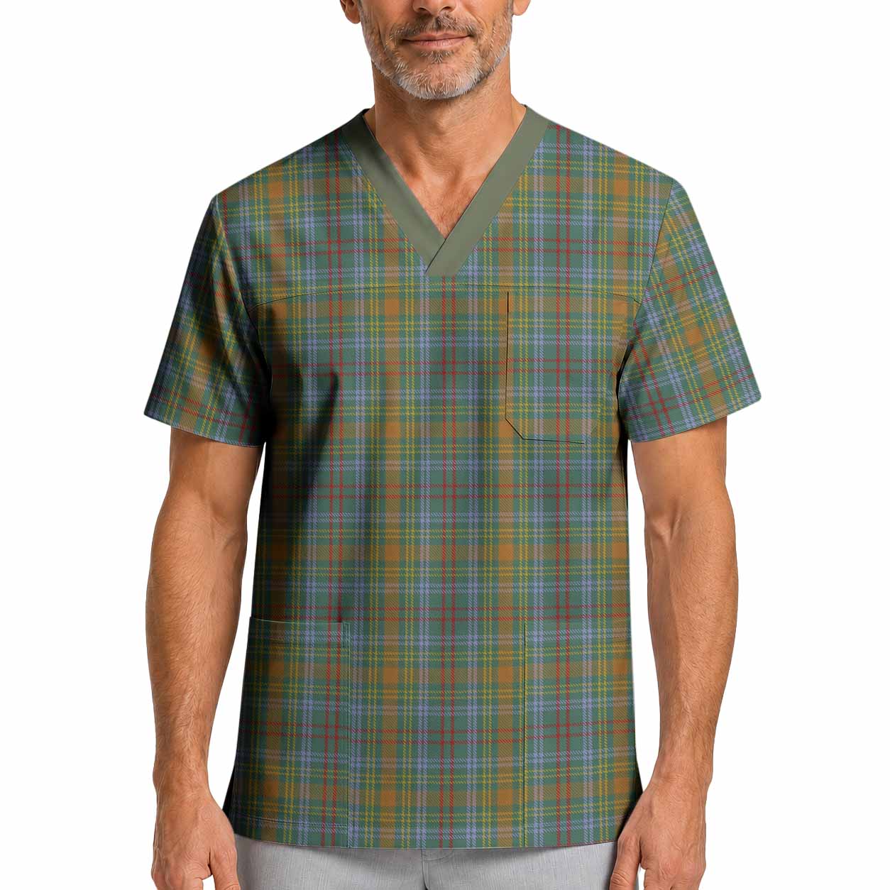 O'Brien Tartan Scrub Top XL - Tartan Vibes Clothing