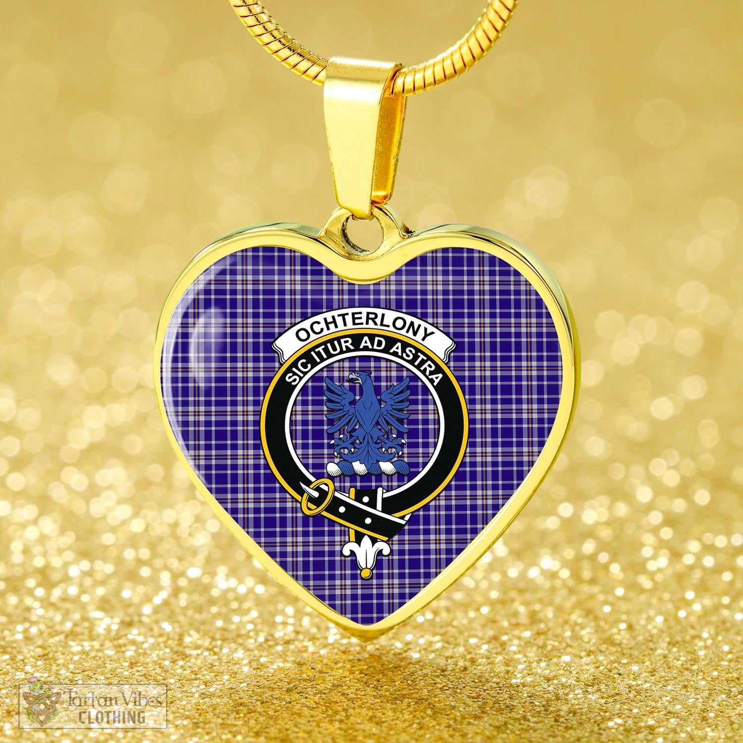 Ochterlony Tartan Heart Necklace with Family Crest - Tartan Vibes Clothing