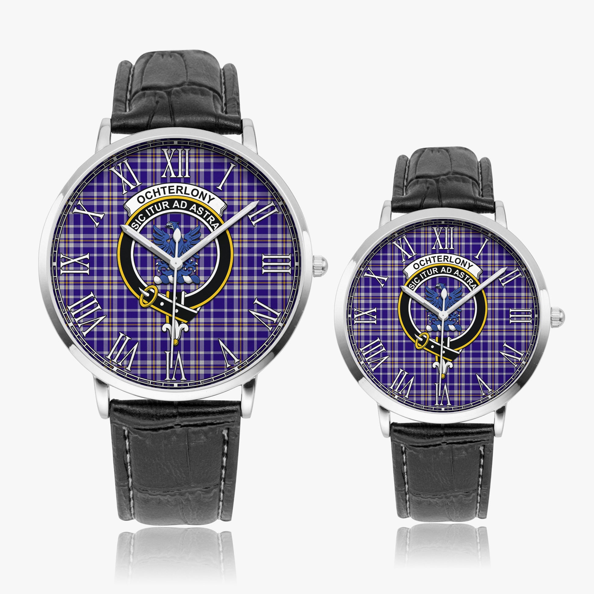 Ochterlony Tartan Family Crest Leather Strap Quartz Watch - Tartan Vibes Clothing