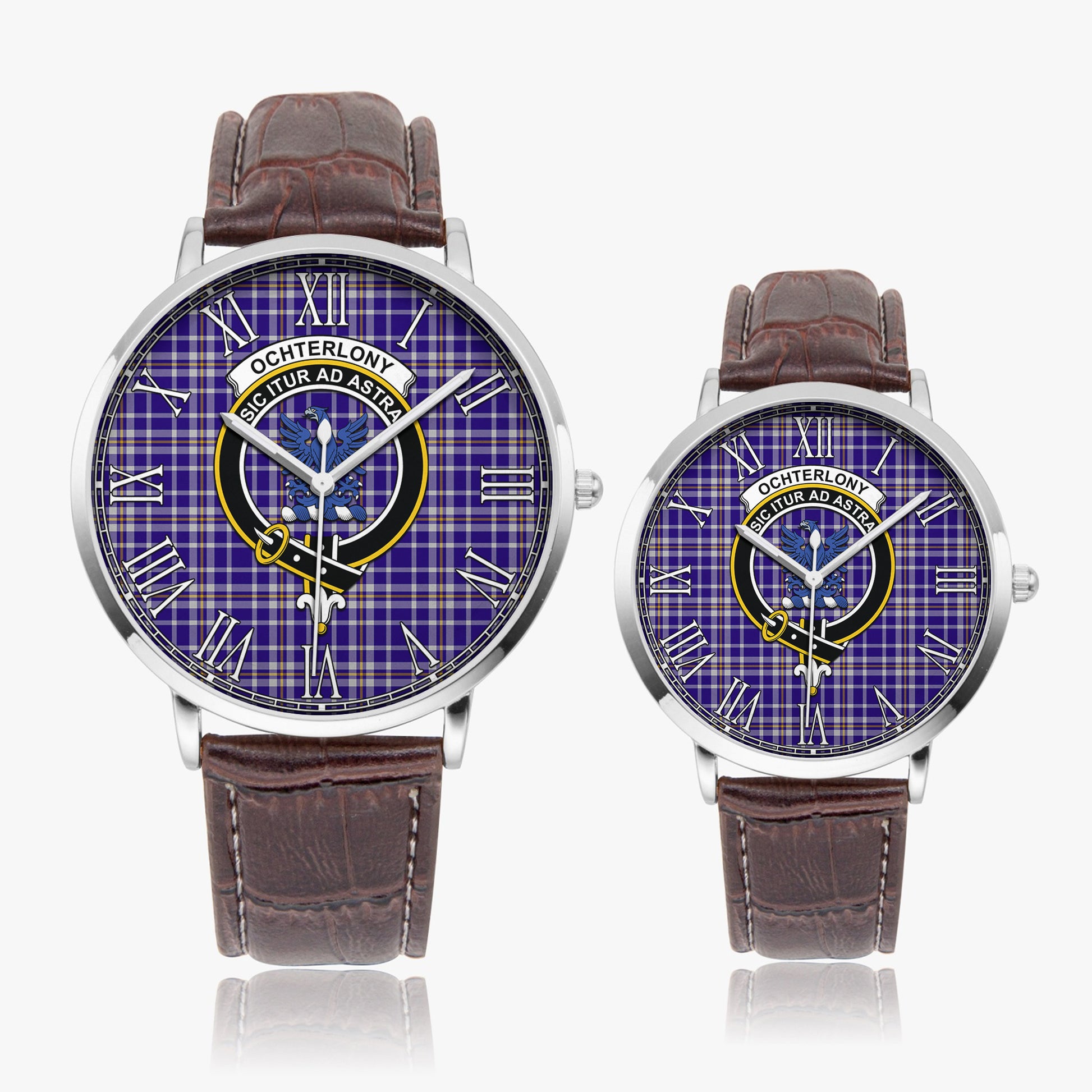 Ochterlony Tartan Family Crest Leather Strap Quartz Watch - Tartan Vibes Clothing