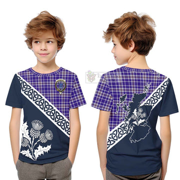 Ochterlony Tartan Kid T-Shirt Featuring Thistle and Scotland Map Youth XL Size14 - Tartan Vibes Clothing
