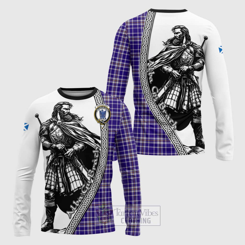 Ochterlony Tartan Clan Crest Long Sleeve T-Shirt with Highlander Warrior Celtic Style Unisex - Tartan Vibes Clothing