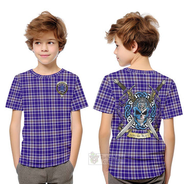 Ochterlony Tartan Kid T-Shirt with Family Crest Celtic Skull Style Youth XL Size14 - Tartan Vibes Clothing