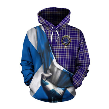 Ochterlony Tartan Cotton Hoodie with Family Crest Scotland Patriotic Style Pullover Hoodie XS - Tartan Vibes Clothing