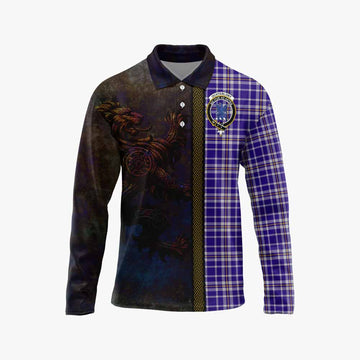 Tartan Vibes Clothing Ochterlony Tartan Family Crest Long Sleeve Polo Shirt Alba Gu Brath Be Brave Lion Ancient Style