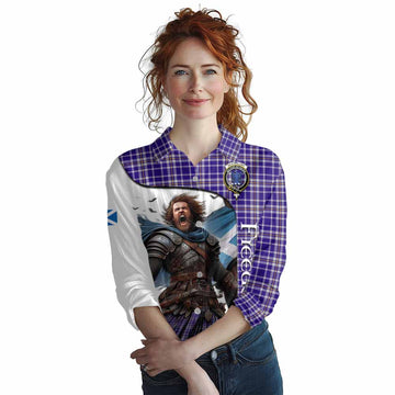 Tartan Vibes Clothing Ochterlony Crest Tartan Women's Casual Shirt Inspired by the Freedom of Scottish Warrior