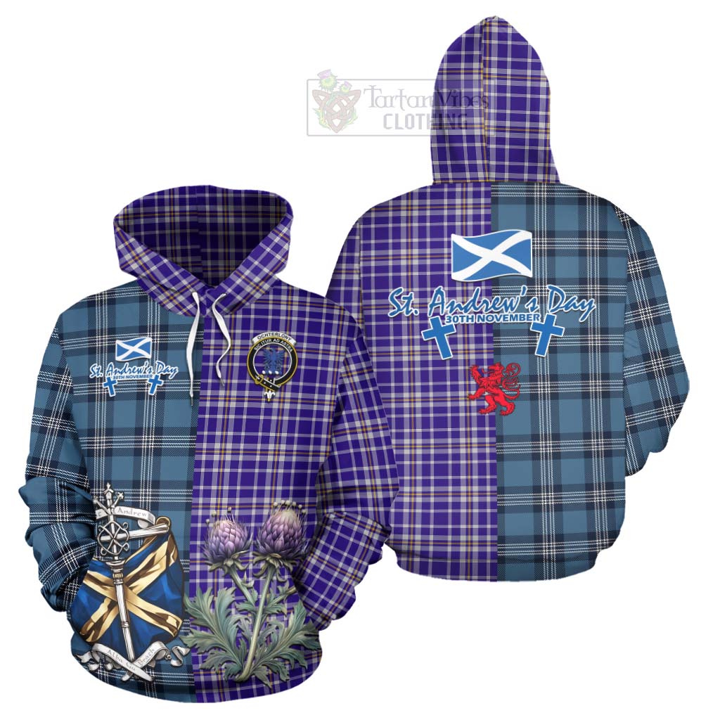 Ochterlony Tartan Hoodie Happy St. Andrew's Day Half Tartan Style Zip Hoodie - Tartan Vibes Clothing