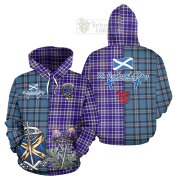 Ochterlony Tartan Hoodie Happy St. Andrew's Day Half Tartan Style Zip Hoodie - Tartan Vibes Clothing