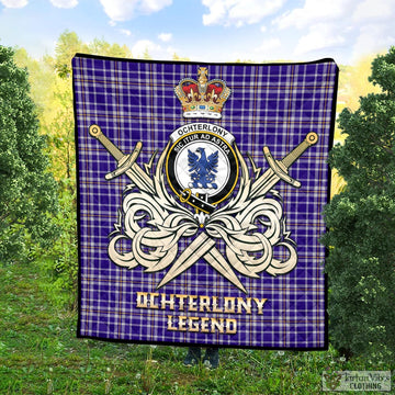 Ochterlony Tartan Quilt with Clan Crest and the Golden Sword of Courageous Legacy Super King Quilt 91" x 110" - Tartan Vibes Clothing