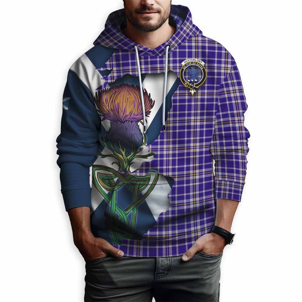 Ochterlony Tartan Family Crest Hoodie Scottish Thistle Celtic Inspired Pullover Hoodie - Tartan Vibes Clothing