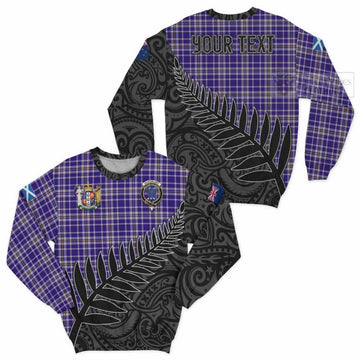 Ochterlony Crest Tartan Sweatshirt with New Zealand Silver Fern Half Style Unisex - Tartan Vibes Clothing