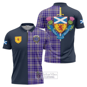 Ochterlony Tartan Zipper Polo Shirt Alba with Scottish Lion Royal Arm Half Style Unisex - Tartan Vibes Clothing