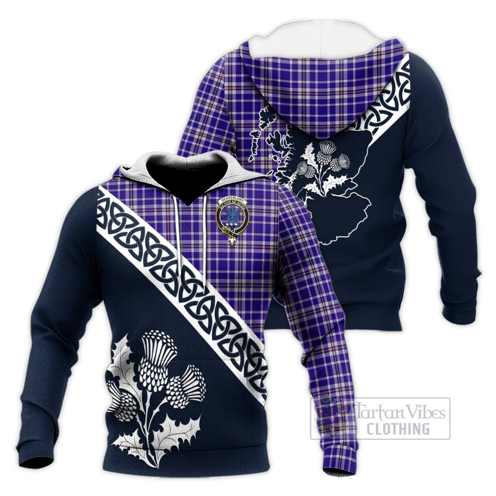 Ochterlony Tartan Knitted Hoodie Featuring Thistle and Scotland Map Unisex Knitted Pullover Hoodie - Tartan Vibes Clothing