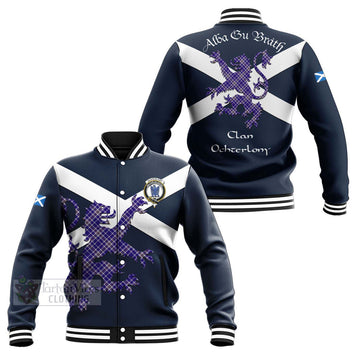 Ochterlony Tartan Lion Rampant Baseball Jacket Proudly Display Your Heritage with Alba Gu Brath and Clan Name Unisex - Tartan Vibes Clothing