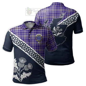 Ochterlony Tartan Polo Shirt Featuring Thistle and Scotland Map Kid - Tartanvibesclothing Store