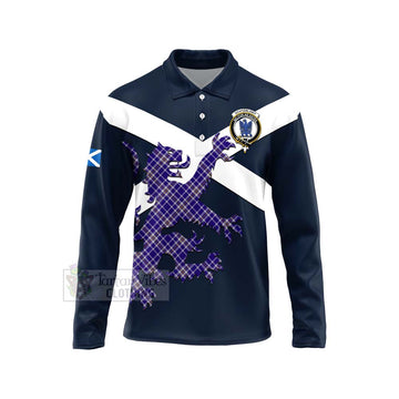Ochterlony Tartan Lion Rampant Long Sleeve Polo Shirt Proudly Display Your Heritage with Alba Gu Brath and Clan Name Unisex - Tartan Vibes Clothing