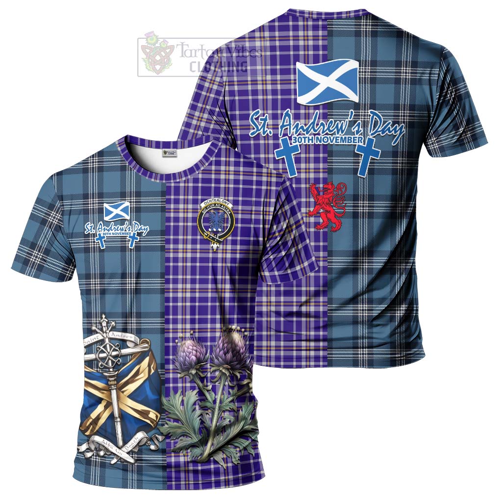 Ochterlony Tartan T-Shirt Happy St. Andrew's Day Half Tartan Style Kid's Shirt - Tartan Vibes Clothing