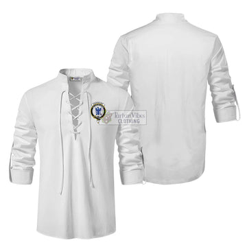 Ochterlony Clan Crest Ghillie Kilt Shirt Men White - 2D-tartanvibesclothing