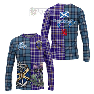 Ochterlony Tartan Long Sleeve T-Shirt Happy St. Andrew's Day Half Tartan Style Unisex - Tartan Vibes Clothing
