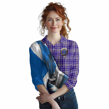 Ochterlony Tartan Women's Casual Shirt with Family Crest Scotland Patriotic Style Female - Tartan Vibes Clothing