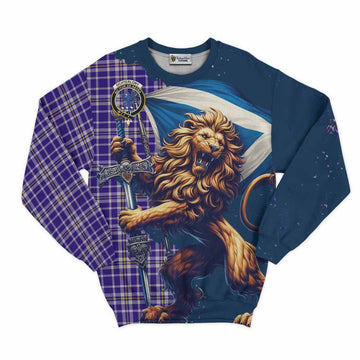 Ochterlony Tartan Family Crest Sweatshirt with Scottish Majestic Lion Unisex - Tartan Vibes Clothing