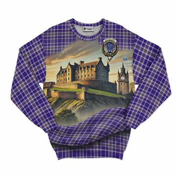 Ochterlony Tartan Family Crest Sweatshirt with Scottish Ancient Castle Style Unisex - Tartan Vibes Clothing
