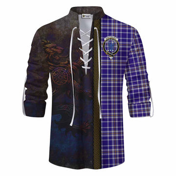 Tartan Vibes Clothing Ochterlony Tartan Family Crest Ghillie Kilt Shirt Alba Gu Brath Be Brave Lion Ancient Style