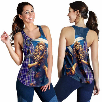 Ochterlony Tartan Family Crest Women's Racerback Tanks with Scottish Majestic Lion 4XL - Tartan Vibes Clothing