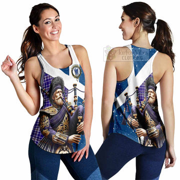 Ochterlony Tartan Women's Racerback Tanks with Family Crest Scottish Bagpiper Vibes 4XL - Tartan Vibes Clothing