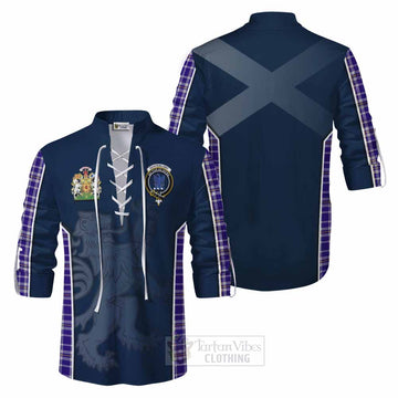 Ochterlony Tartan Ghillie Kilt Shirt with Family Crest and Lion Rampant Vibes Sport Style Men - Tartan Vibes Clothing