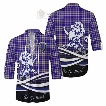 Ochterlony Tartan Ghillie Kilt Shirt with Alba Gu Brath Regal Lion Emblem Men - Tartan Vibes Clothing