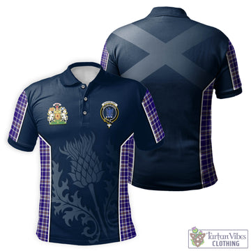 Ochterlony Tartan Men's Polo Shirt with Family Crest and Scottish Thistle Vibes Sport Style