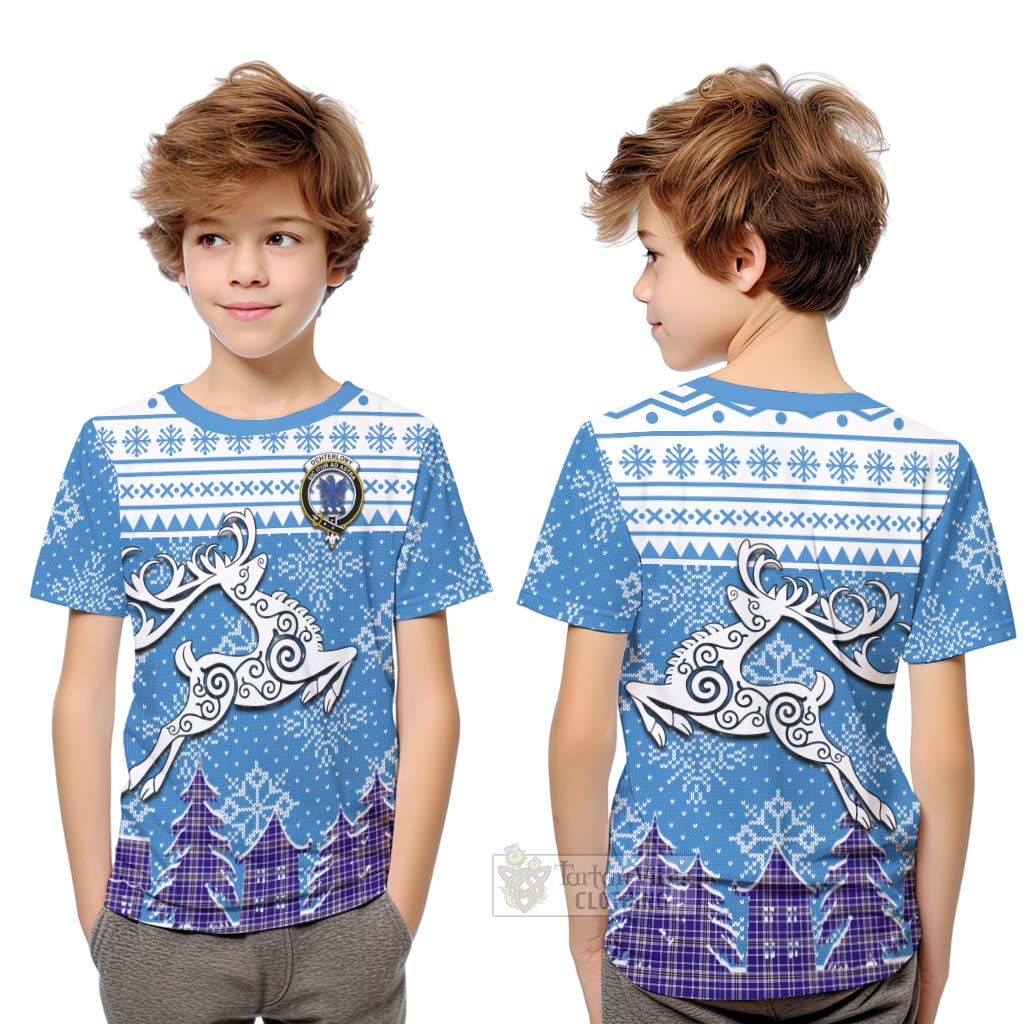 Ochterlony Clan Christmas Kid T-Shirt Celtic Reindeer Style Youth XL Size14 - Tartan Vibes Clothing