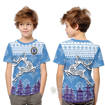 Ochterlony Clan Christmas Kid T-Shirt Celtic Reindeer Style Youth XL Size14 - Tartan Vibes Clothing