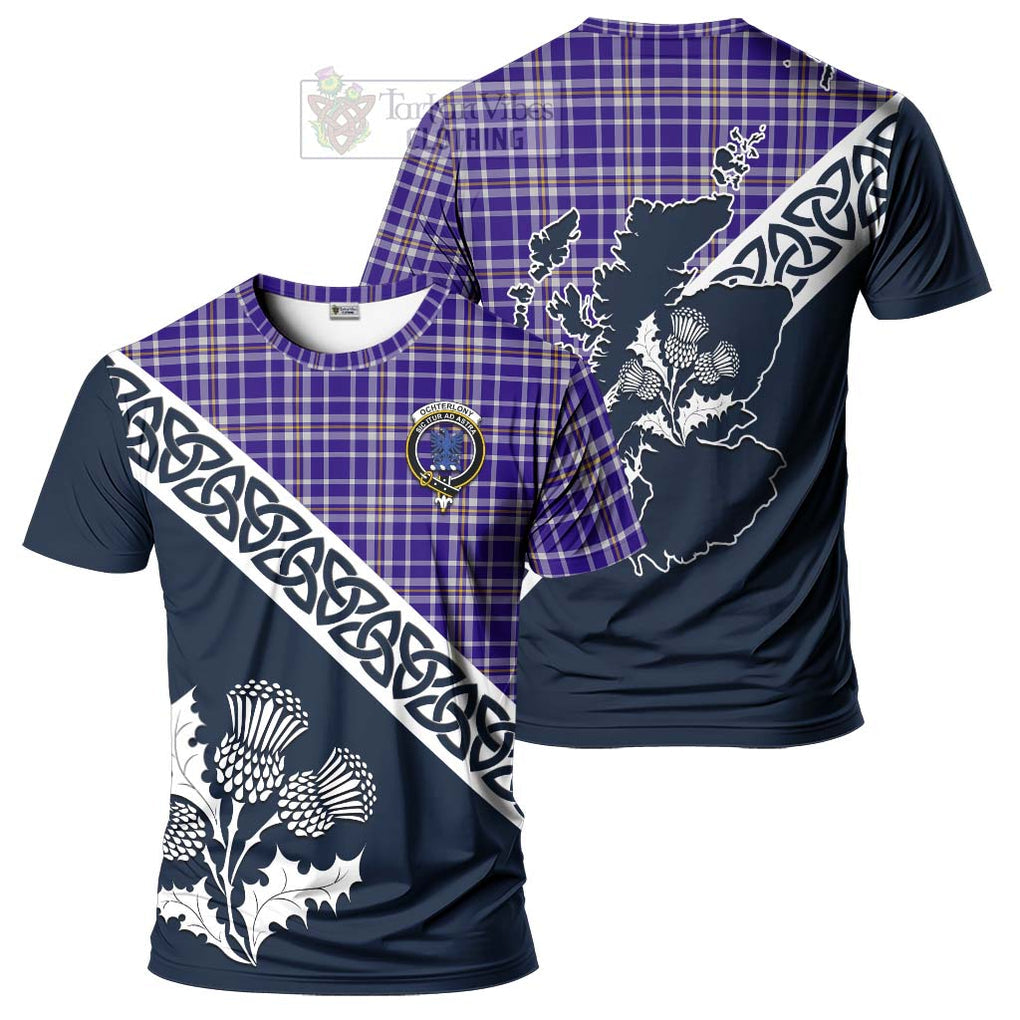 Ochterlony Tartan T-Shirt Featuring Thistle and Scotland Map Kid's Shirt - Tartanvibesclothing Store