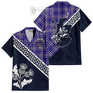 Ochterlony Tartan Hawaiian Shirt Featuring Thistle and Scotland Map Kid - Tartan Vibes Clothing