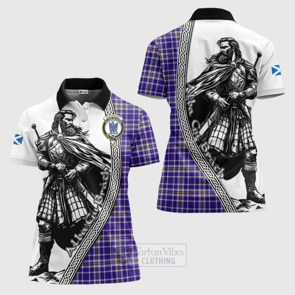 Ochterlony Tartan Clan Crest Women's Polo Shirt with Highlander Warrior Celtic Style Women - Tartan Vibes Clothing