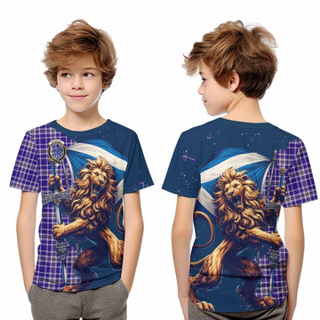 Ochterlony Tartan Family Crest Kid T-Shirt with Scottish Majestic Lion Youth XL Size14 - Tartan Vibes Clothing
