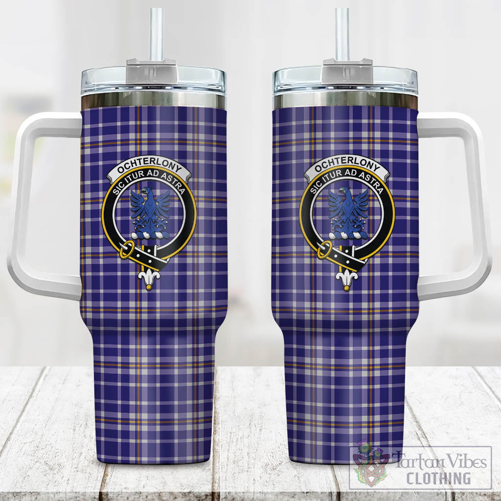 Ochterlony Tartan Tumbler with Handle with Family Crest One Size 40 OZ - Tartan Vibes Clothing