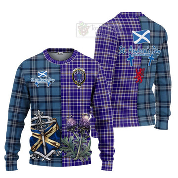 Ochterlony Tartan Knitted Sweater Happy St. Andrew's Day Half Tartan Style Unisex - Tartan Vibes Clothing