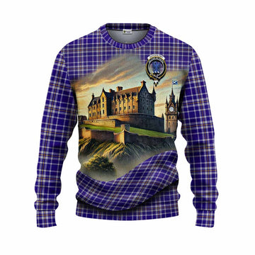 Ochterlony Tartan Family Crest Knitted Sweater with Scottish Ancient Castle Style Unisex - Tartan Vibes Clothing